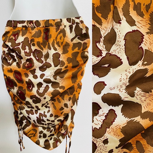 ACOA Chic LEOPARD Print Drawstring Wiggle SKIRT M - Picture 2 of 8